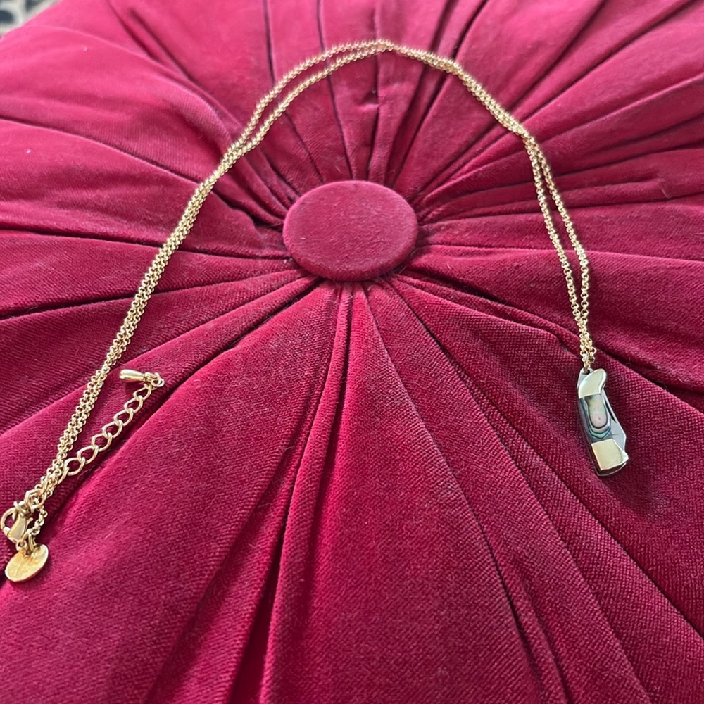 long necklace with abalone plated teeny blade